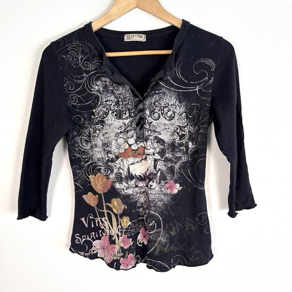 Blue Canyon Embellished Tee Womens Small Dark Fairy Whimsigoth Feminine Paris - Picture 8 of 8